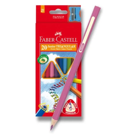 Pastelky Faber-Castel Junior Triangular - 20 barev + ořezávátko