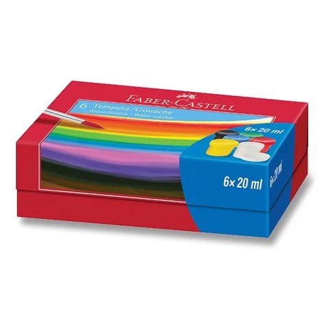 Temperové barvy Faber-Castell v kelímcích - 6 ks x 20 ml