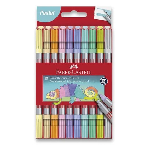 Oboustranné dětské fixy Faber-Castell Pastel - 10 barev