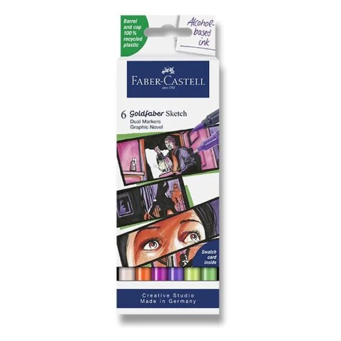 Popisovač Faber-Castell Goldfaber Sketch Dual Marker Graphic Novel, 6 ks
