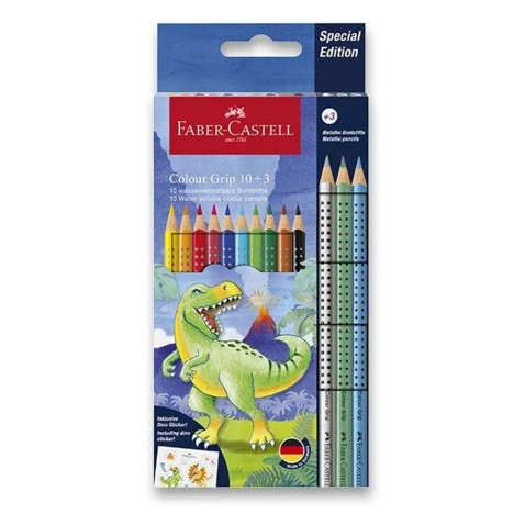Pastelky Faber-Castell Colour Grip Dinosaurus - 10+3 ks