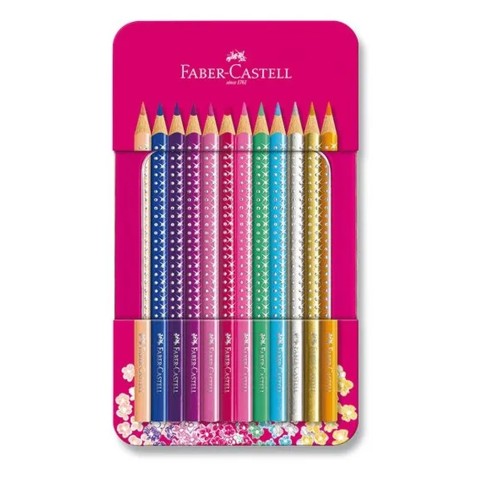 Pastelky Faber-Castell Sparkle v plechové krabičce - 12 základních barev