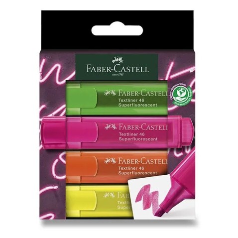 Zvýrazňovač Faber-Castell Textliner 46 Neon, 4 ks