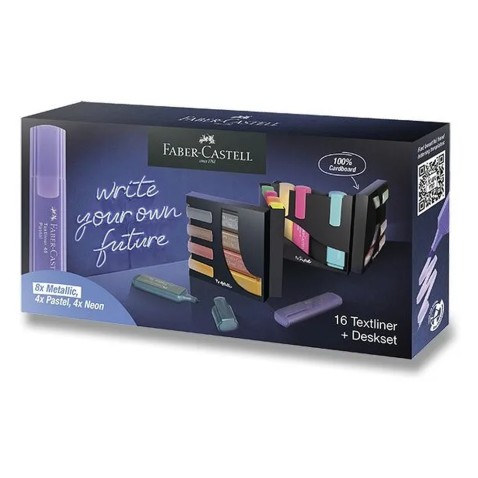 Zvýrazňovač Faber-Castell  Textliner 46, stolní souprava, 16 ks