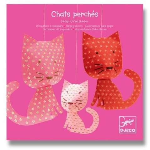 Závěsná dekorace Djeco - Růžové kočky