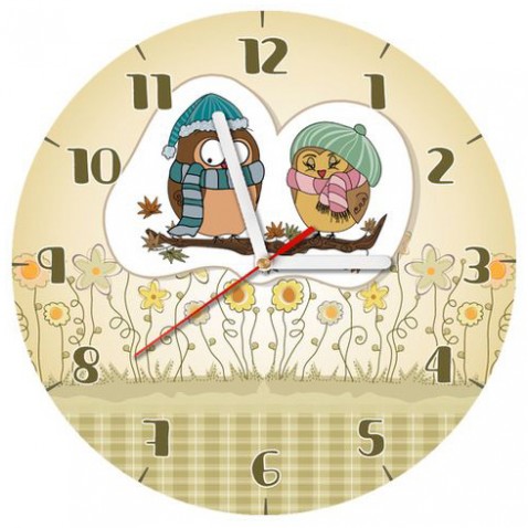 Dětské nástěnné hodiny Sovičky s čepicemi