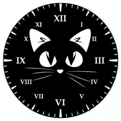 Dětské nástěnné hodiny Černá kočička