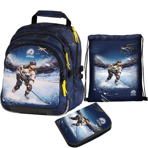 Školní batoh pro prvňáčky Ulitaa Hokej, 3dílný set