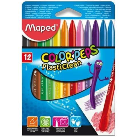 Plastové pastely Maped Color'Peps Plasticlean 12 barev trojhranné