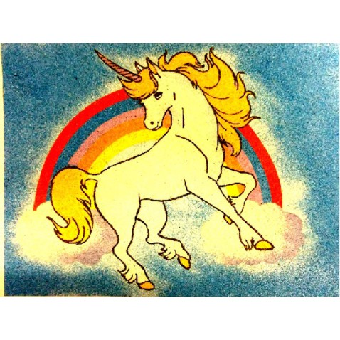 Malování z písku šablona Jednorožec s duhou