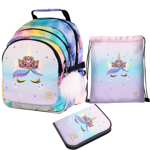Školní batoh pro prvňáčky Ulitaa Jednorožec, 3dílný set