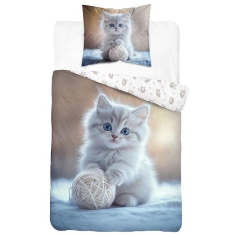 Dětské povlečení Kotě klubíčko white