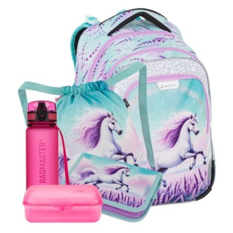Školní taška pro prvňáčky Bagmaster LUMI 26 B, velký set