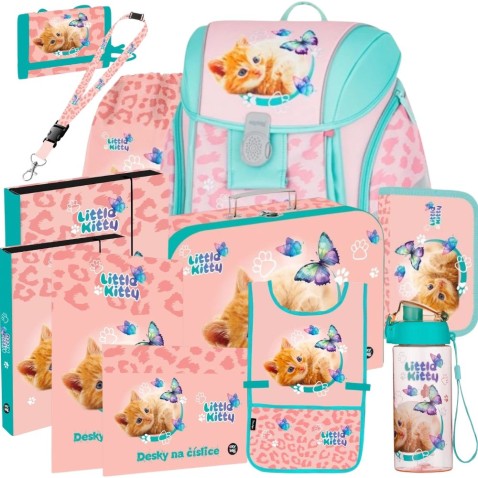 Školní aktovka Oxybag Premium Light Kočka Little Kitty - 12dílný set