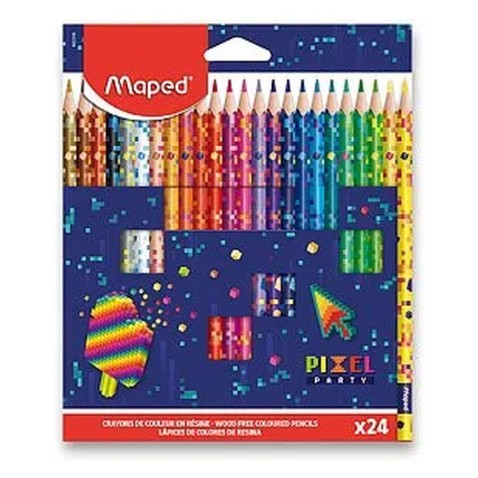 Bezdřevé pastelky MAPED Pixel Party, 24 ks