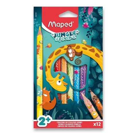 Pastelky MAPED Jungle Fever Jumbo 12 ks