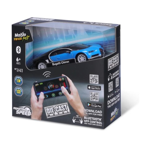 Maisto RC - DIE-CAST METAL se světly,Bugatti Chiron, 1:41, 2,4GHz, USB, XTR, Bluetooth 5.0