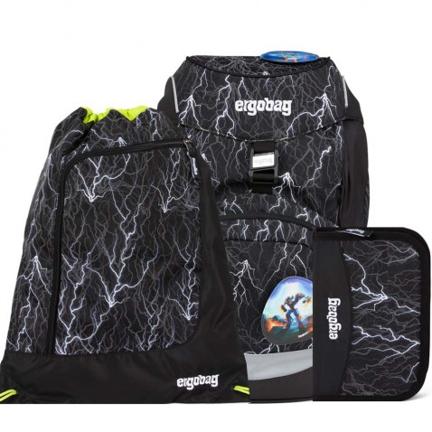 Školní batoh Ergobag prime Black 2021 reflexní SET