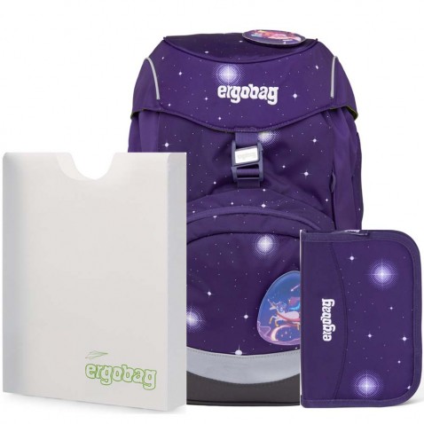 Školní set Ergobag prime Galaxy fialový batoh+penál+desky