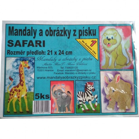 Malování z písku šablony 5 ks Safari