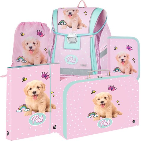 Školní taška pro prvňáčka Oxybag PREMIUM LIGHT Mazlíčci 5dílný set
