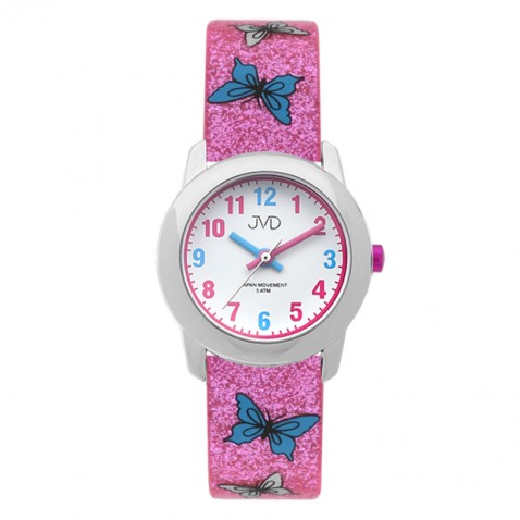 Náramkové hodinky JVD Basic růžové Motýlci