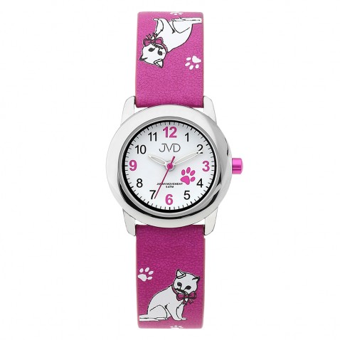 Náramkové hodinky JVD růžové Kočičky