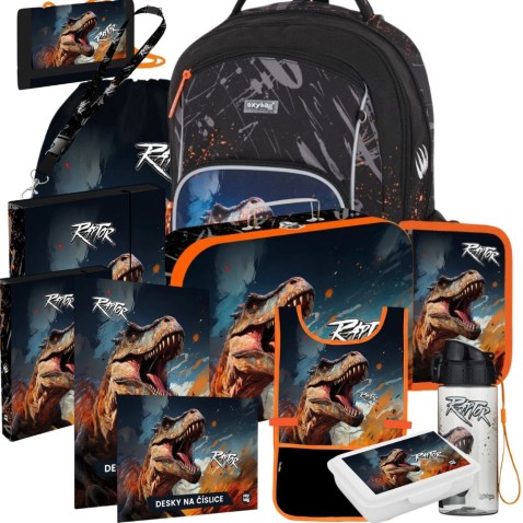 Školní batoh OXYGO Dino Raptor - 13dílný set