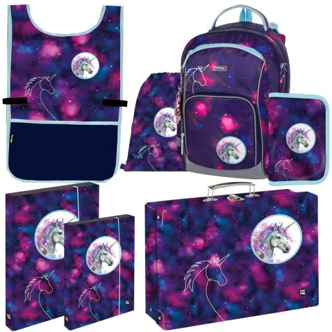 Školní taška OXY GO Unicorn, 7dílný set