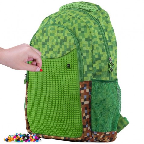 Studentský batoh Pixie Crew PXB-16-95 Minecraft zeleno-hnědý