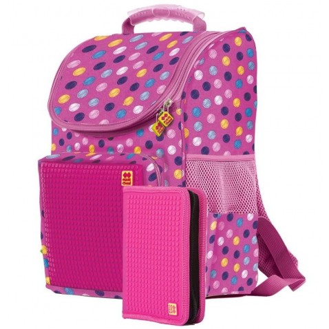 Školní pixelový batoh PXB-22 barevné puntíky s penálem