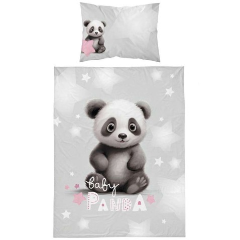 Dětské povlečení do postýlky Baby Panda šedá