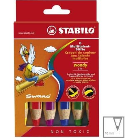 Pastelky Stabilo Woody 3 in 1 - 6 pastelových barev