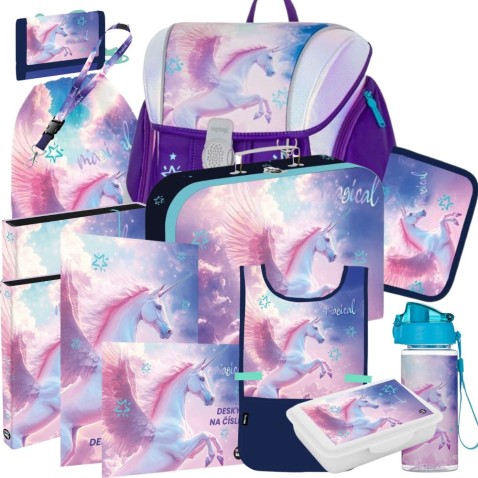 Škoní aktovka Oxybag Premium Light Pegas Magical - 13dílný set