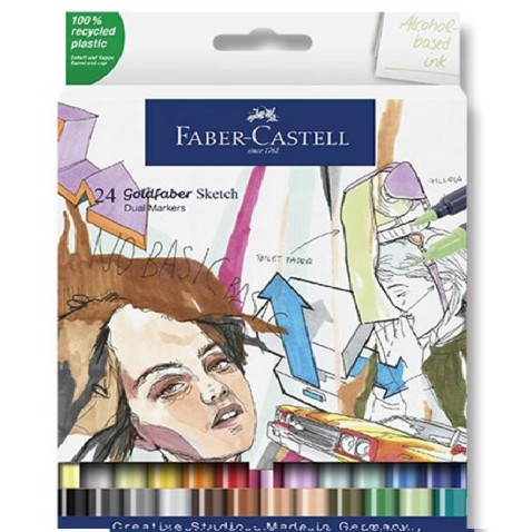Popisovač Faber-Castell goldfaber sketch dual marker - sada 24 barev
