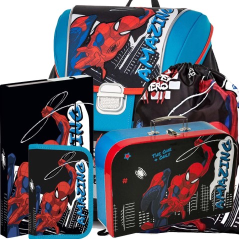 Školní aktovka Oxybag PREMIUM LIGHT Spiderman 5dílný set