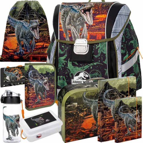 Aktovka do školy Oxybag PREMIUM Light Jurassic World 23 9dílný set