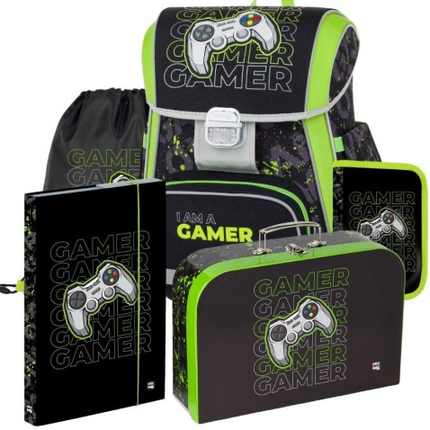 Škoní aktovka Oxybag Premium Playworld Gamer - 5dílný set