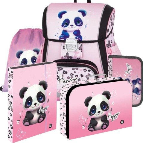Škoní aktovka Oxybag Premium Panda - 5dílný set