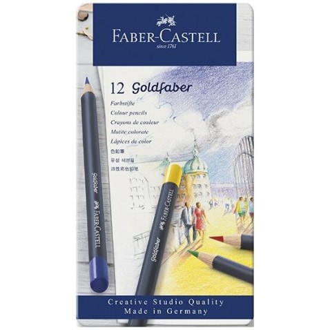 Pastelky Faber-Castell Goldfaber plechová krabička 12 barev