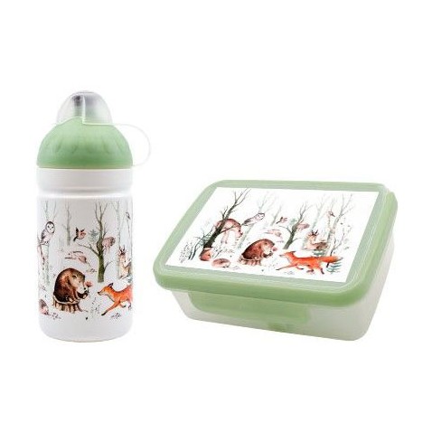 SET Lesní zvířátka Zdravá sváča + zdravá lahev + krytka