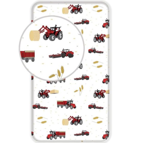 Dětské prostěradlo Traktor red