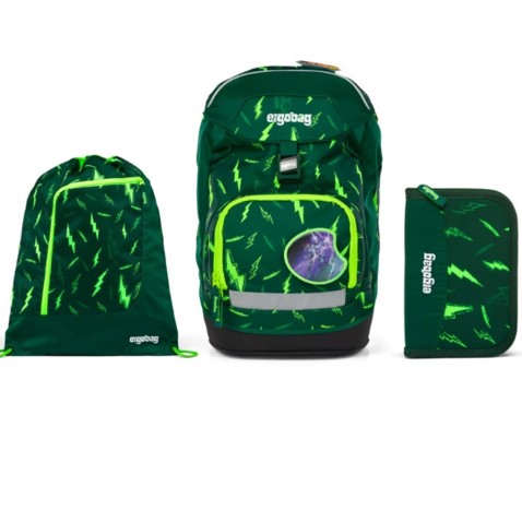 Školní set Ergobag prime - Fluo blesk - batoh + penál + sportovní pytel