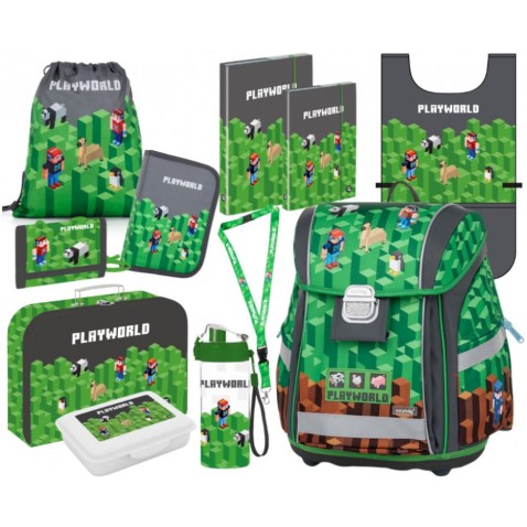 Školní aktovka pro prvňáčka Oxybag PREMIUM LIGHT Playworld 11dílný set