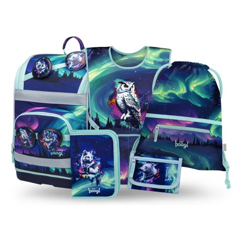 Aktovka Baagl Zippy plus Aurora - 5dílný set