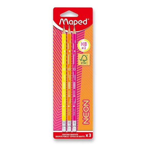 Trojhranná tužka Maped Neon HB - 3ks
