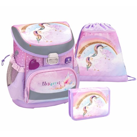 Školní batoh Belmil MiniFit 405-33 Rainbow Unicorn SET