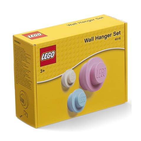LEGO věšák na zeď, 3 ks -bílá, světle modrá, růžová
