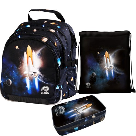 Batoh pro prvňáčky Ulitaa Vesmír, 3dílný set penál velký