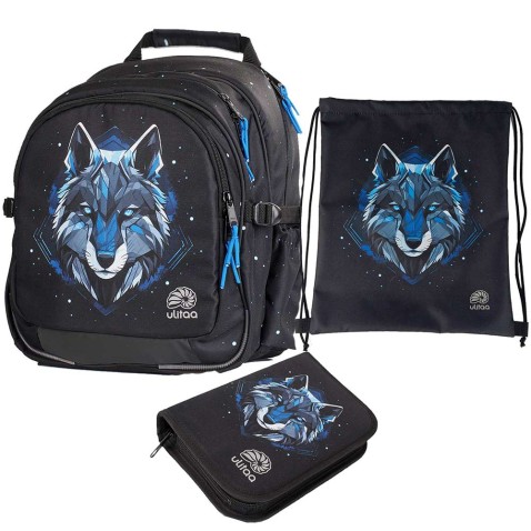 Školní taška pro prvňáčky Ulitaa Vlk, 3dílný set